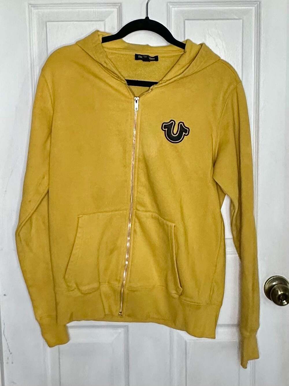 True Religion Yellow Buddha Graphic Zip-Up Hoodie